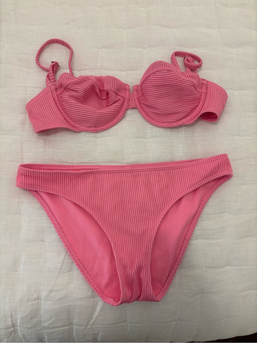 Hollister Pink Ribbed Underwire Bikini Set